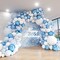 Blue Balloon Arch Kit, 124Pcs Metallic Blue White and Silver Confetti Balloons Different Size Balloons for Baby Shower Bridal Shower Birthday Wedding Bachelorette Anniversary Party Decorations